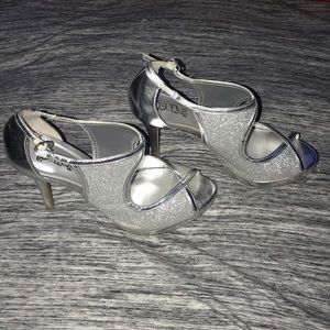 Sparkly silver heels